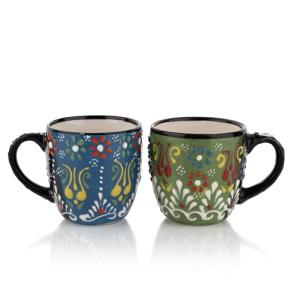 Set of 2 Stackable Espresso Cups - Green/Blue