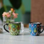 Set of 2 Stackable Espresso Cups - Green/Blue