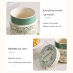 Flower Patterned Ceramic Mug with Lid, 12.9oz