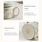 Flower Patterned Ceramic Mug with Lid, 12.9oz