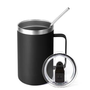 Insulated 16oz Travel Coffee Mug with Straw