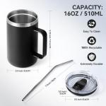 Insulated 16oz Travel Coffee Mug with Straw