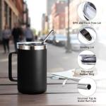 Insulated 16oz Travel Coffee Mug with Straw