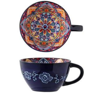 Bohemian Hand-Painted Ceramic Mug, 15 Oz