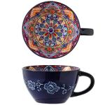Bohemian Hand-Painted Ceramic Mug, 15 Oz