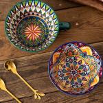 Bohemian Hand-Painted Ceramic Mug, 15 Oz