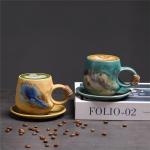 10oz Vintage Japanese Ceramic Cappuccino Cup with Saucer