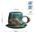 10oz Vintage Japanese Ceramic Cappuccino Cup with Saucer