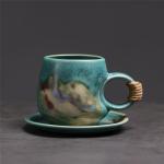 10oz Vintage Japanese Ceramic Cappuccino Cup with Saucer