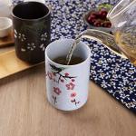 Floral Handle-less Ceramic Tea Cups Set of 2