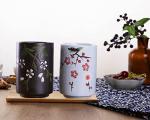 Floral Handle-less Ceramic Tea Cups Set of 2