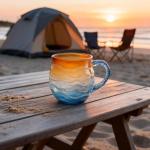 Sea Glass Sunset Mug Set, Ocean Wave Design