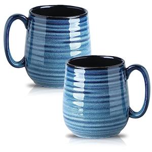 Hasense Large Blue Coffee Mugs Set of 2