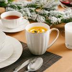 White Coffee Mugs Set of 6 with Gold Trim