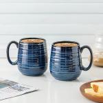Hasense Large Blue Coffee Mugs Set of 2