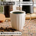 White Coffee Mugs Set of 6 with Gold Trim