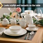 White Coffee Mugs Set of 6 with Gold Trim