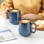Hasense Large Blue Coffee Mugs Set of 2