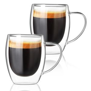 Double-Walled Glass Coffee Mugs Set of 2