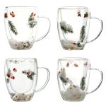 Unique Double-Walled Christmas Coffee Mugs Set of 4