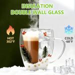 Unique Double-Walled Christmas Coffee Mugs Set of 4