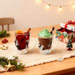 Unique Double-Walled Christmas Coffee Mugs Set of 4