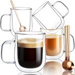 Comfome Double Wall Glass Coffee Mugs, 4-Pack