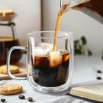 Comfome Double Wall Glass Coffee Mugs, 4-Pack