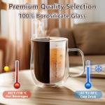 Comfome Double Wall Glass Coffee Mugs, 4-Pack