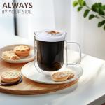 Comfome Double Wall Glass Coffee Mugs, 4-Pack