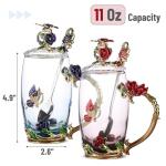 Floral Glass Tea Cups with Lids - Set of 2