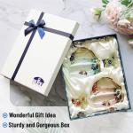 Floral Glass Tea Cups with Lids - Set of 2