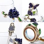 Floral Glass Tea Cups with Lids - Set of 2