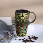 Green Porcelain Latte Tea Cup with Lid - 17oz