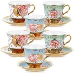 Set of 6 Floral Tea Cups and Saucers