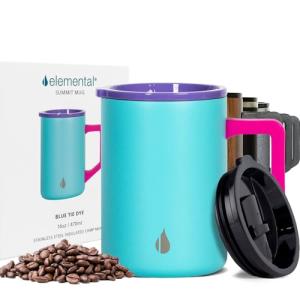 Insulated Blue Tie Dye Travel Coffee Mug 16oz