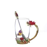 3D Flower Crystal Glass Mug with Spoon