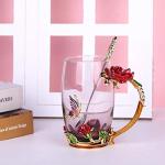 3D Flower Crystal Glass Mug with Spoon