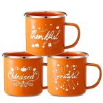 Set of 3 Pumpkin Enamel Coffee Mugs