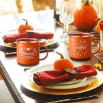 Set of 3 Pumpkin Enamel Coffee Mugs