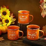 Set of 3 Pumpkin Enamel Coffee Mugs