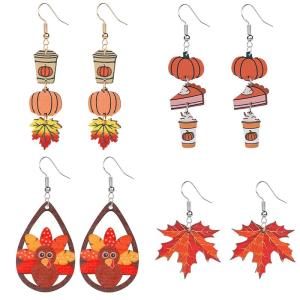 Cute Thanksgiving Earrings Set with Tea Cup Design