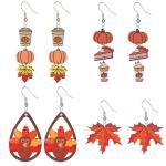 Cute Thanksgiving Earrings Set with Tea Cup Design