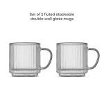 JoyJolt Stackable Glass Mugs Set of 2