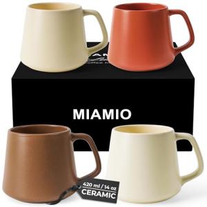 MIAMIO Set of 4 Large Ceramic Coffee Mugs