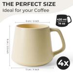 MIAMIO Set of 4 Large Ceramic Coffee Mugs