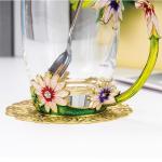 Daisy Flower Glass Tea Cup and Spoon Set