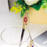 Daisy Flower Glass Tea Cup and Spoon Set