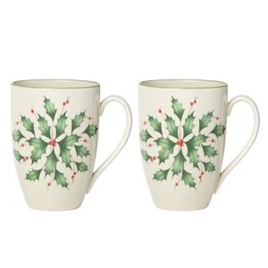 Lenox 2-Piece Holiday Holly Coffee Mug Set