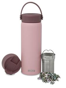 MIRA 18 oz Pink Stainless Steel Tea Infuser Bottle